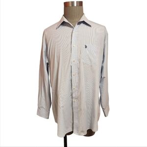 US Polo Assn Pin Stripe Dress Shirt Blue White X Large